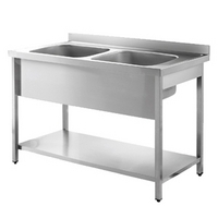 Inomak Stainless Steel Sink on Legs LA5142C - Double Bowl, No Drainer