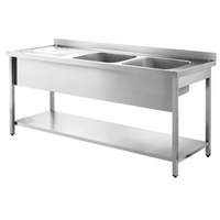 Inomak Stainless Steel Sink on Legs LA5192R - Double Bowl, Left Hand Drainer