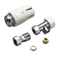 Regis Thermostatic Angle TRV Valve 655013 Satin Nickel Effect