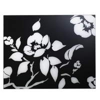 Glass Splashback Black Floral Pattern (H)750 x (W)600 x (D)6mm