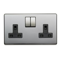 Crabtree Platinum Double (2 Gang) Switched Socket 13A Black Nickel Effect