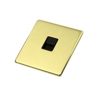 Crabtree Platinum Master Telephone Socket Polished Brass Effect / Black Interior