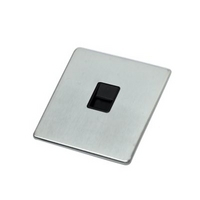 Crabtree Platinum Secondary Telephone Socket Stainless Steel Effect/Black Interior