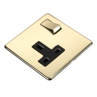 Crabtree Platinum Single (1 Gang) Switched Socket 13A Brass Effect