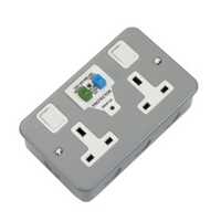 Volex 2 Gang RCD Metal Clad Switched Socket And Backbox