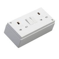 MK Surface Mounted Switched Double Socket White 13A