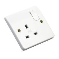 MK Switched Single Socket White 13A