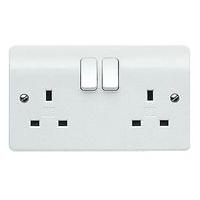 MK Switched Socket Double White 13A