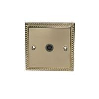 Volex Co-Axial Socket Single (1 Gang) DEC0043 Georgian Style Brass Effect